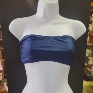Blue Sky NEW Bandeau Side Bone Swim Top Lined Tieback NipPads DARK NAVY LARGE